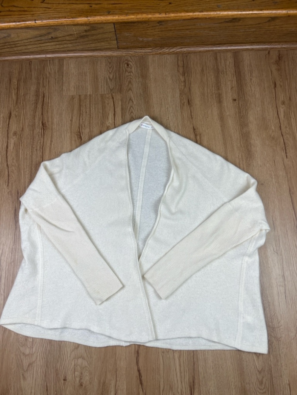 Athleta 100% Cashmere Cream Cocoon Cardigan XS Luxe Draped Open Front